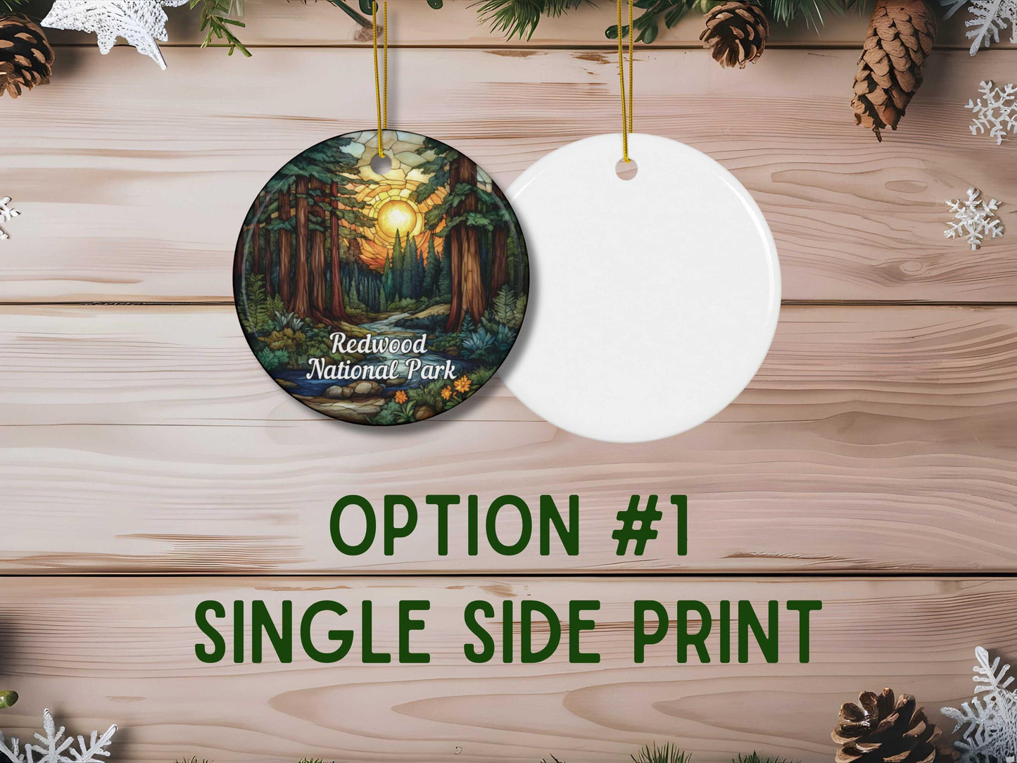 Redwood National Park Stained Glass Style Ornament