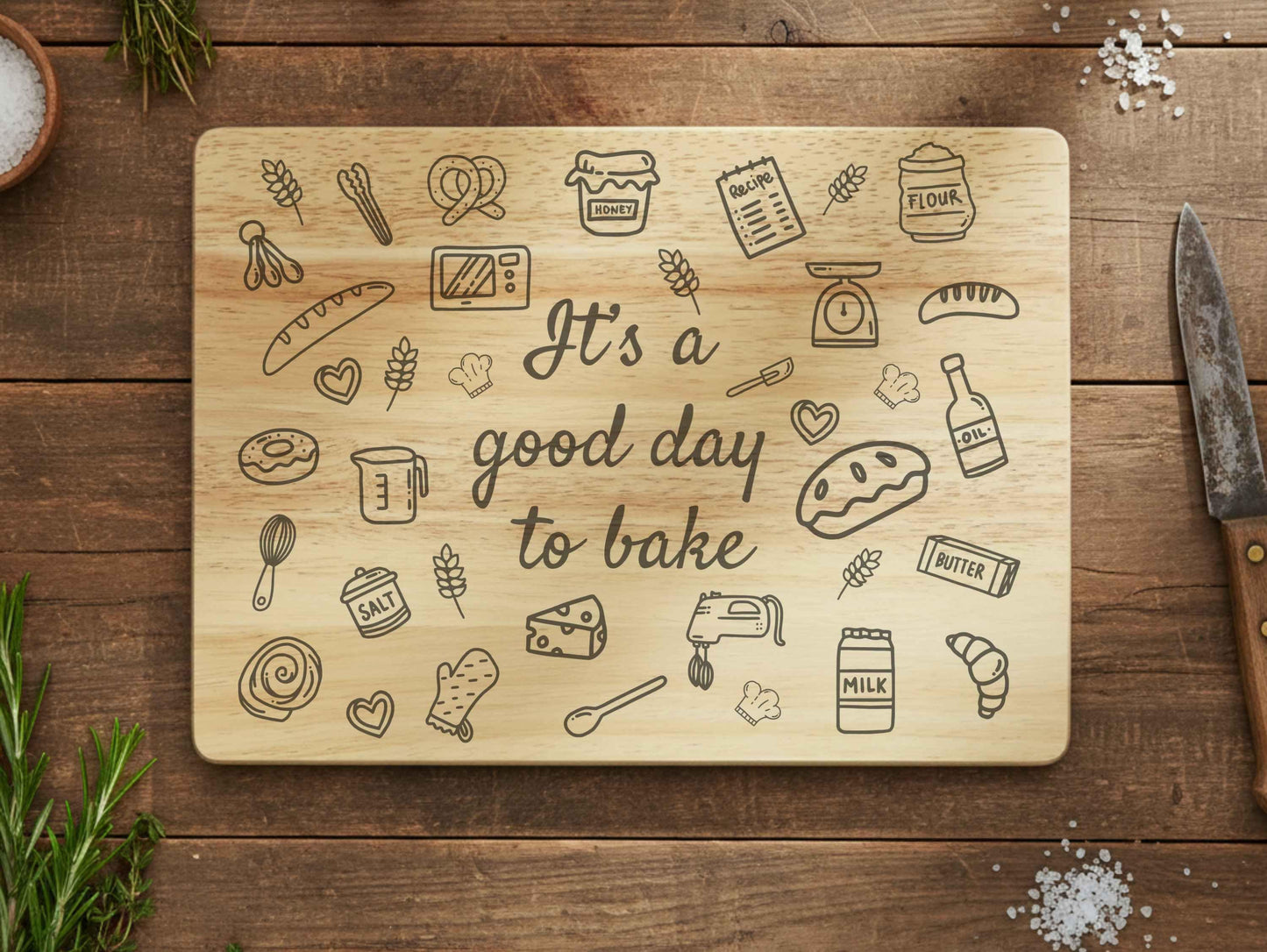 Engraved "It's A Good Day To Bake" Cutting Board