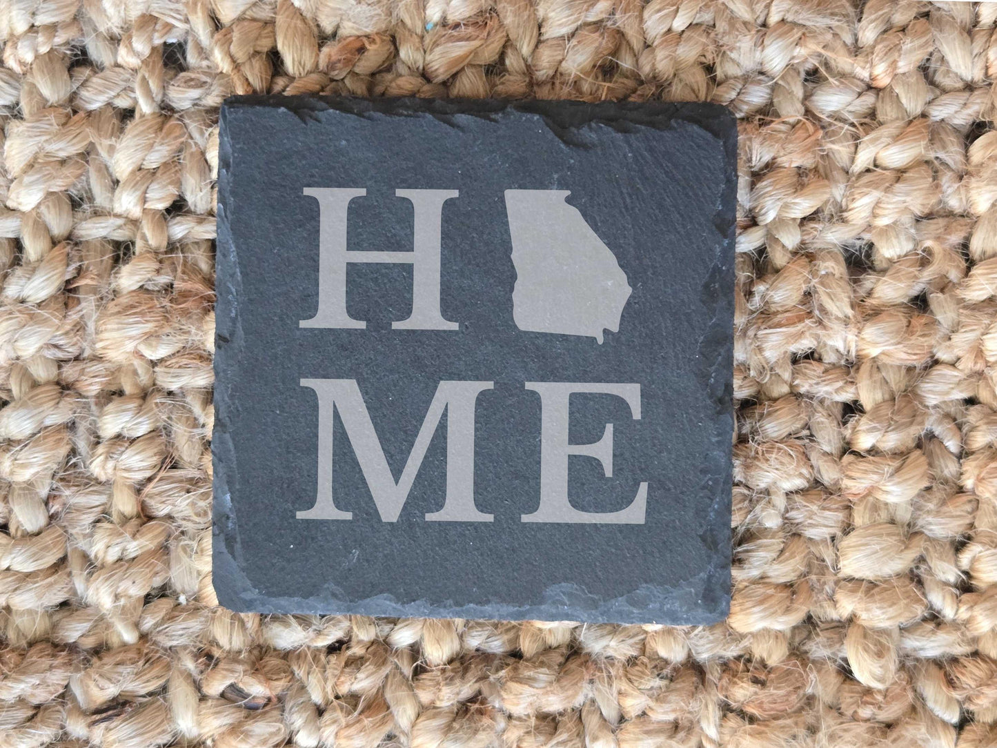 Georgia Home State Engraved Stone Coasters, Set of 4