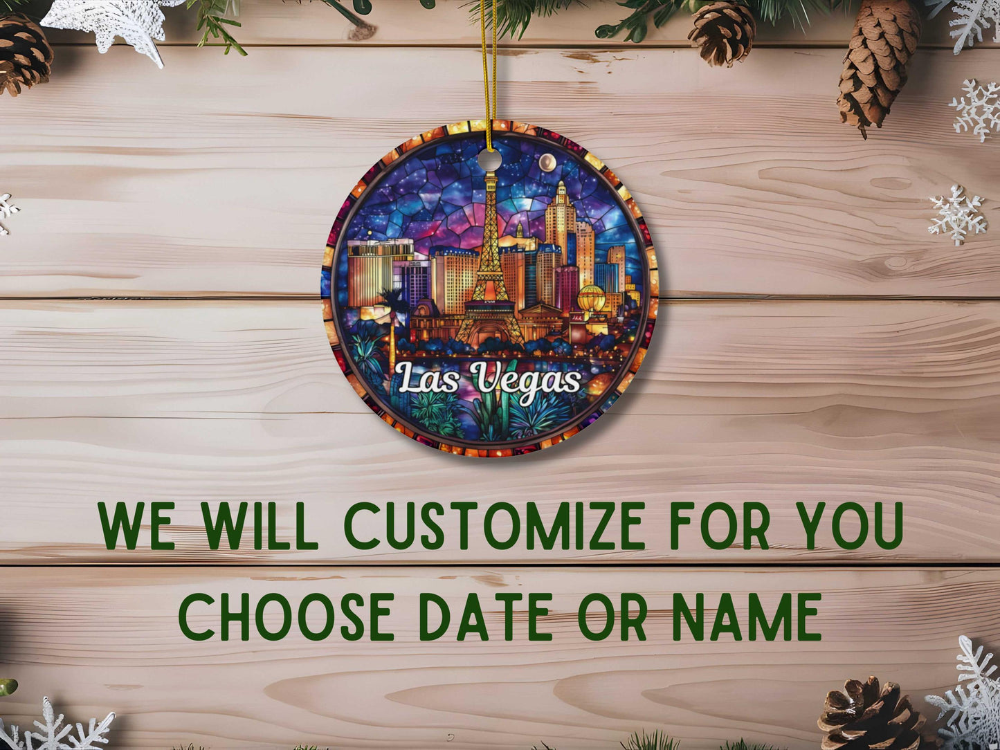 Las Vegas Stained Glass Style Ornament