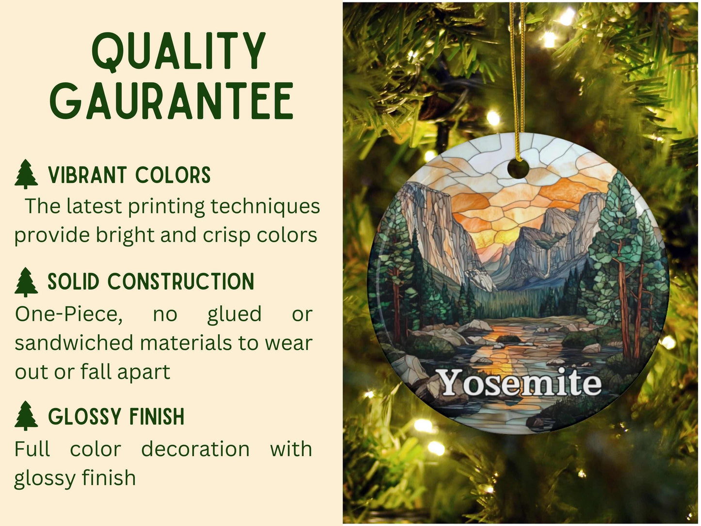 Yosemite National Park Faux Stained Glass Ornament