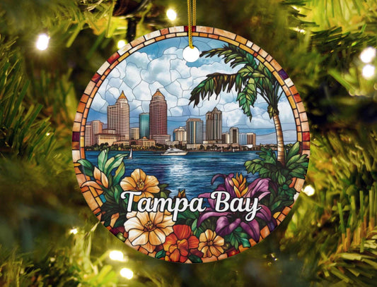 Tampa Bay Stained Glass Style Ornament