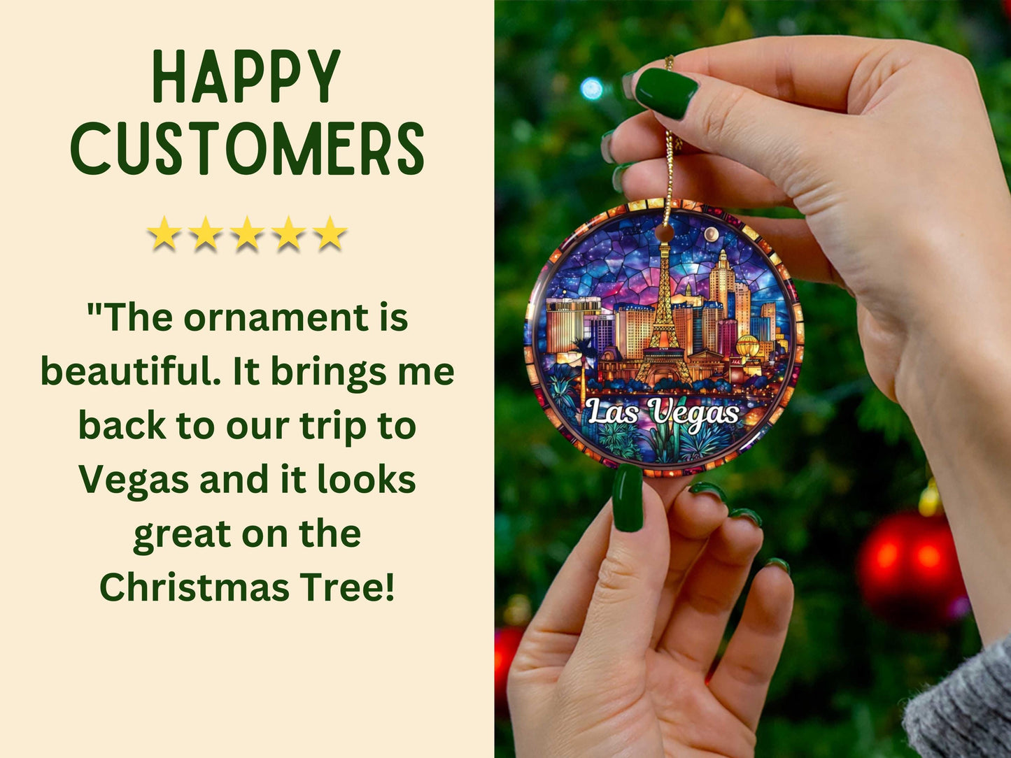 Las Vegas Stained Glass Style Ornament