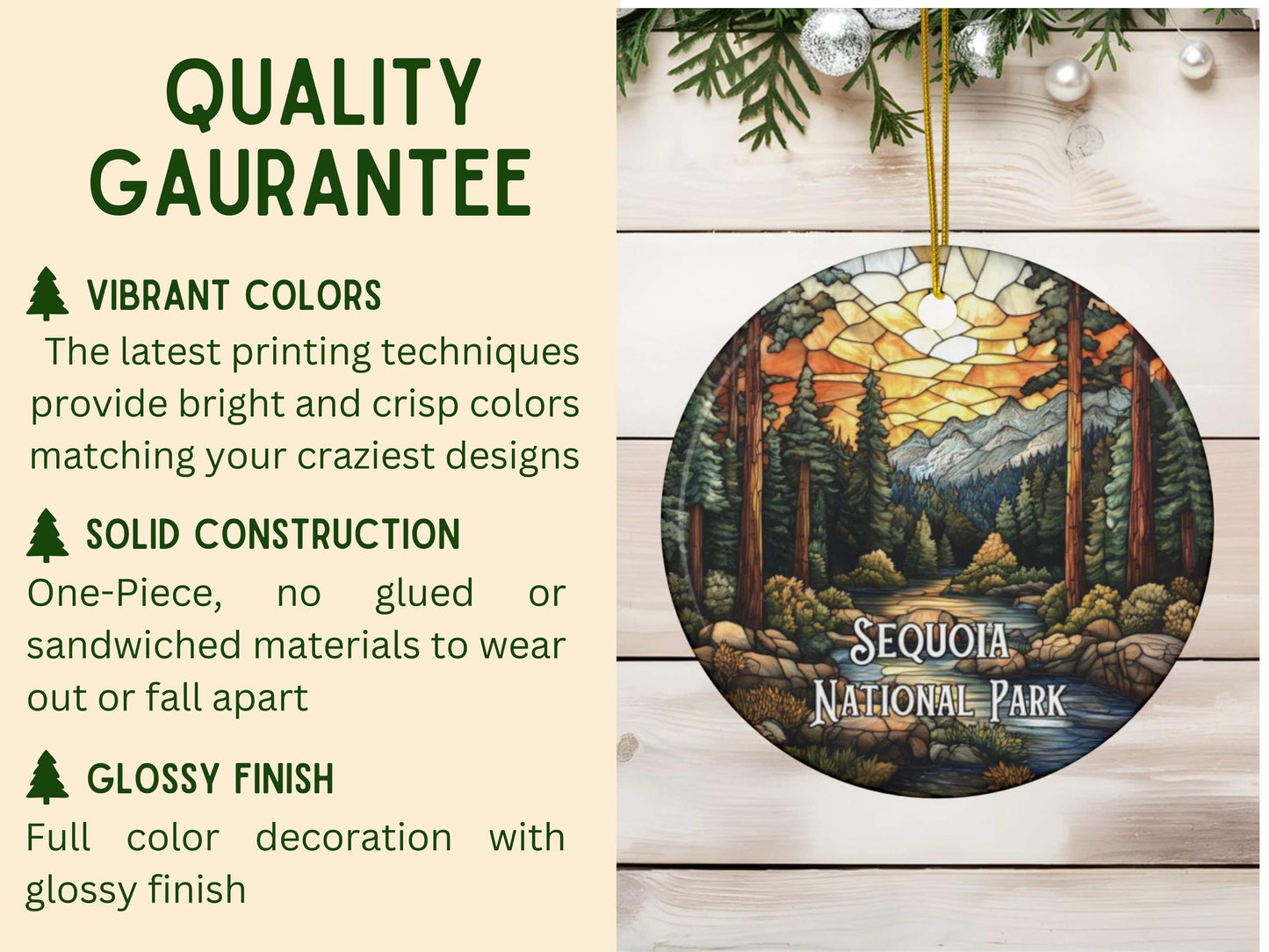 Sequoia National Park Stained Glass Style Ornament