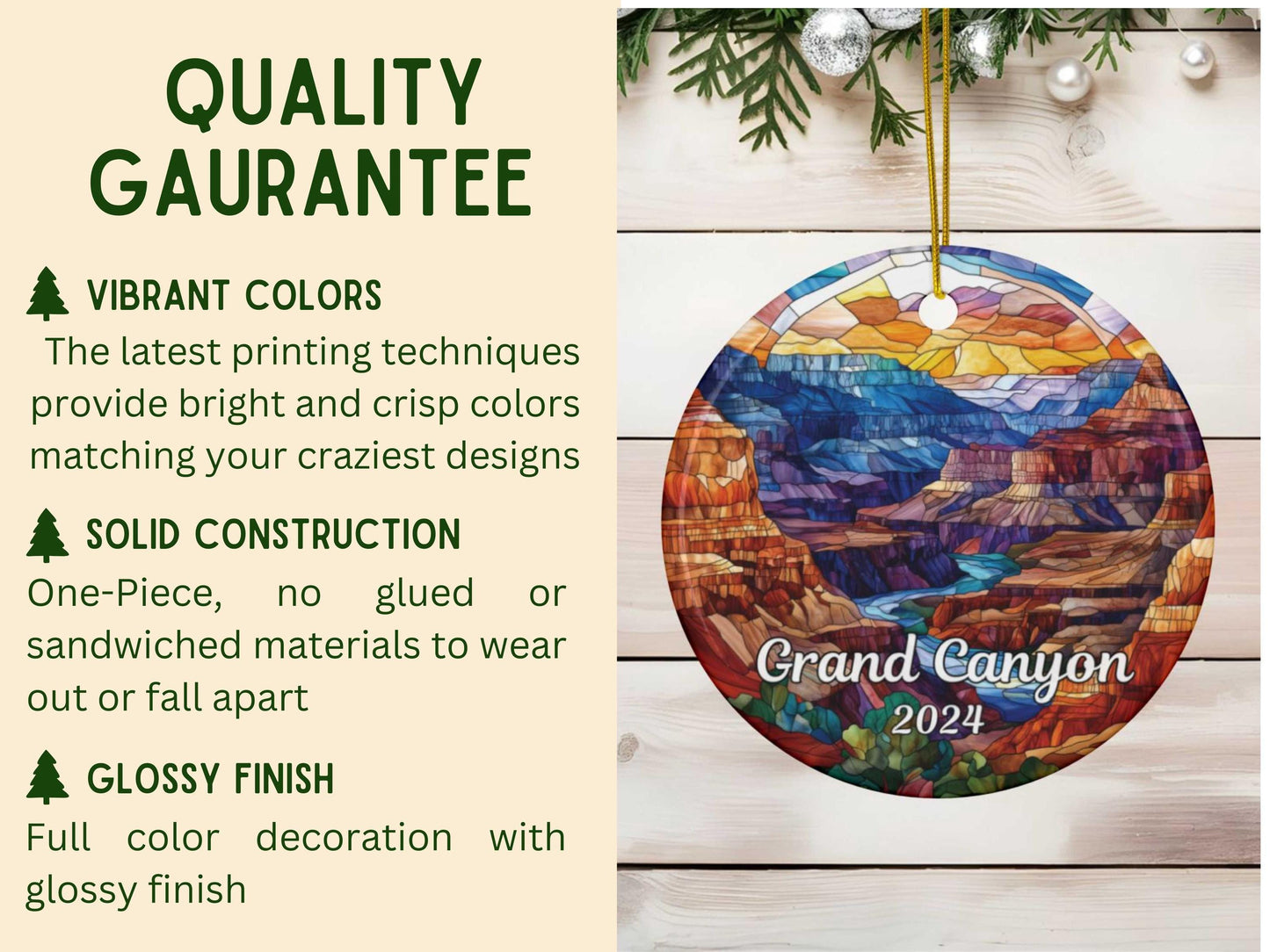 Grand Canyon Faux Stained Glass Ornament - National Parks Collection