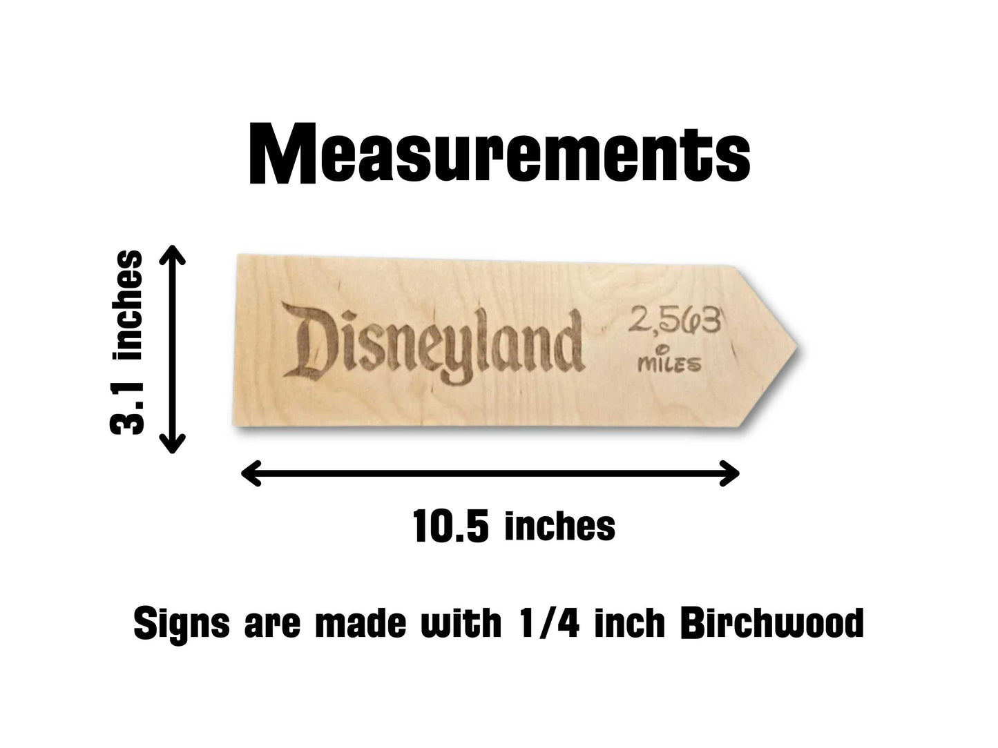 Miles to Disneyland Directional Sign - Personalized With Distance To Your Home