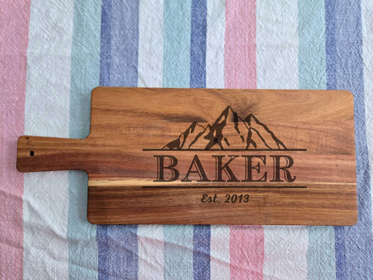 Engraved Mountain Cutting Board Personalized With Family Name