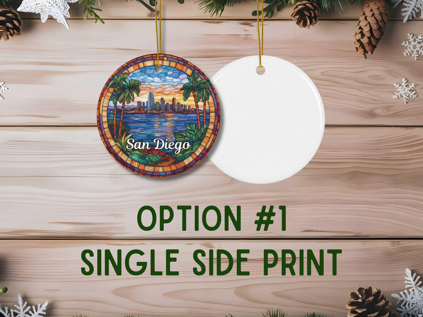 San Diego Stained Glass Style Ornament