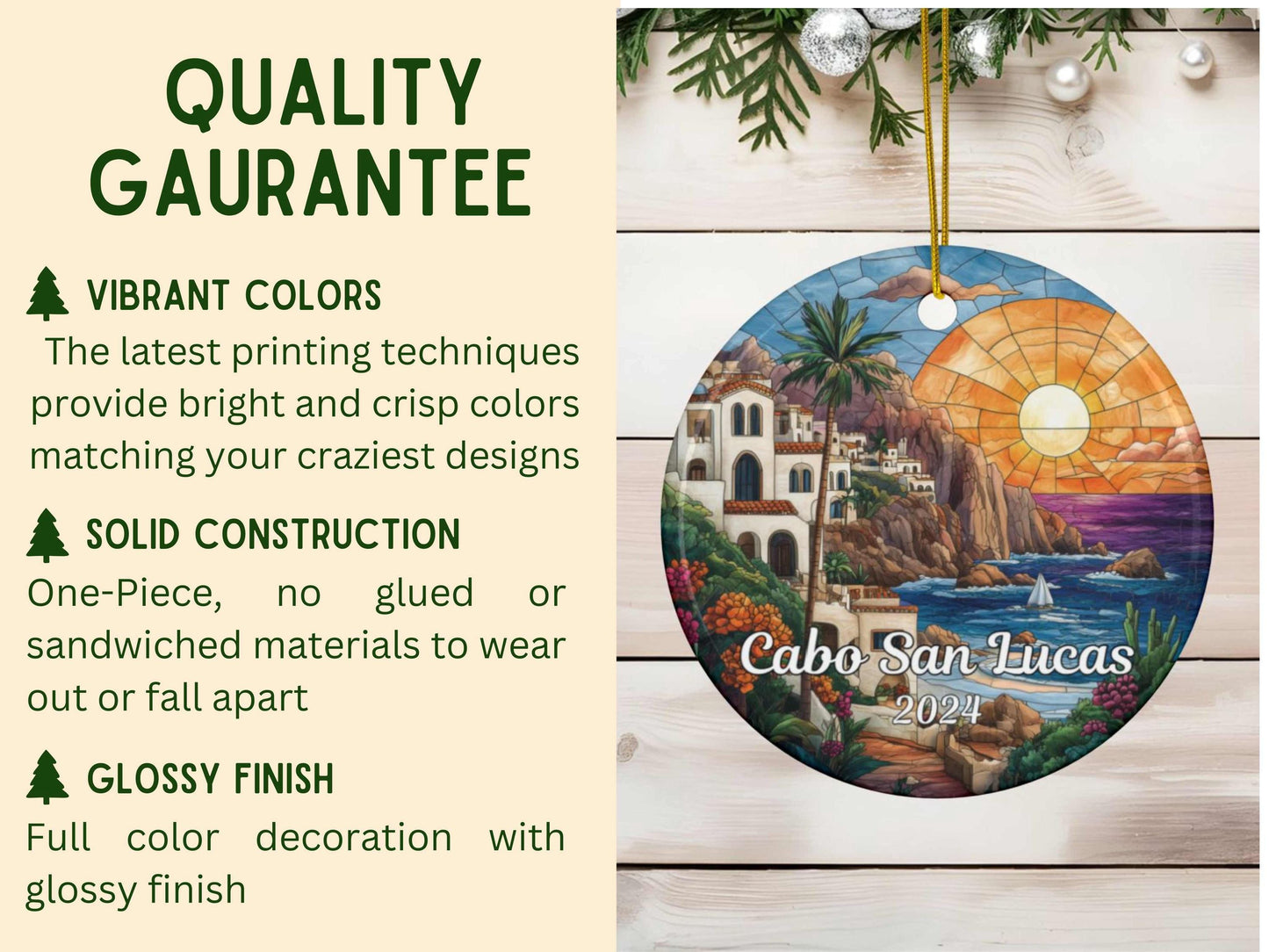 Cabo San Lucas Faux Stained Glass Ornament