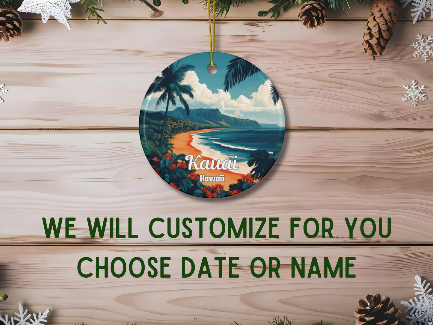 Kauai Hawaii Illustrated Ornament
