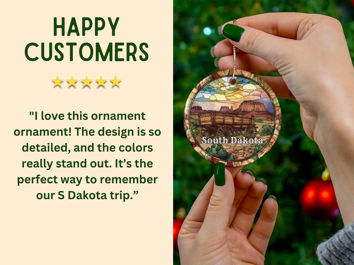 South Dakota Faux Stained Glass Ornament