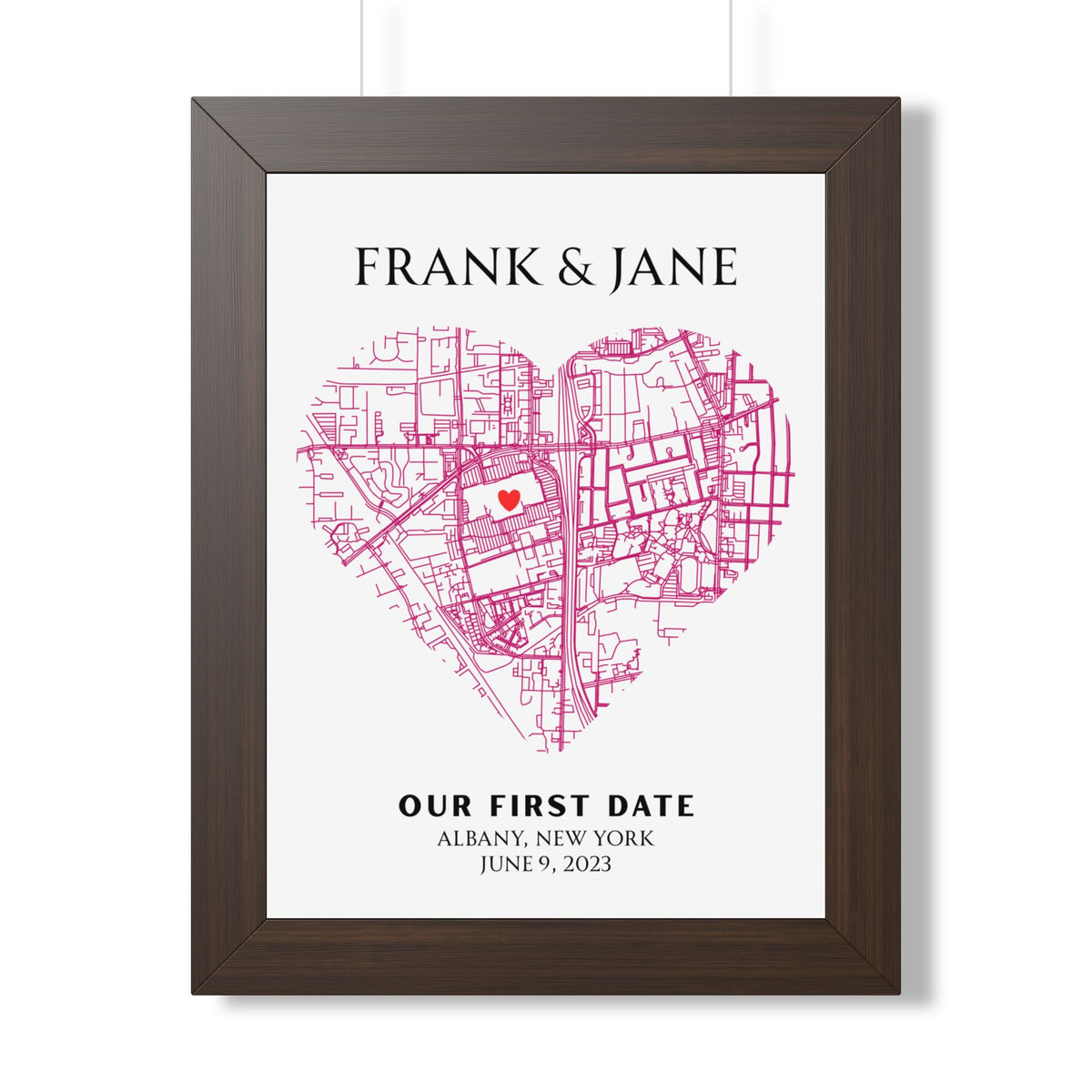 Personalized Engagement Map - Framed Print