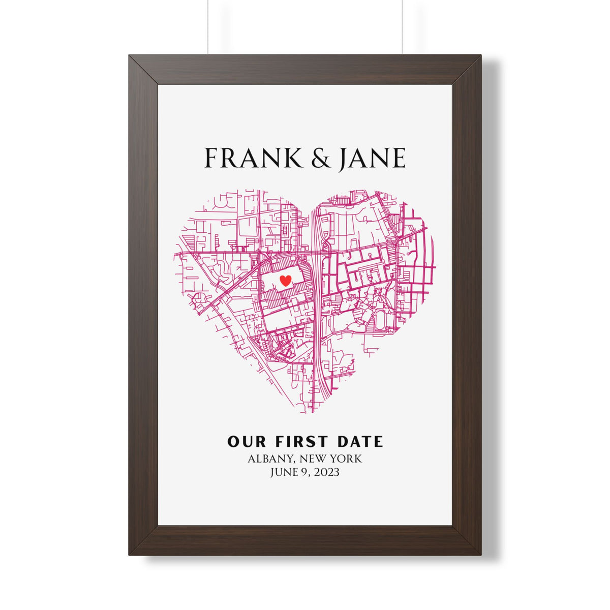 Personalized Engagement Map - Framed Print