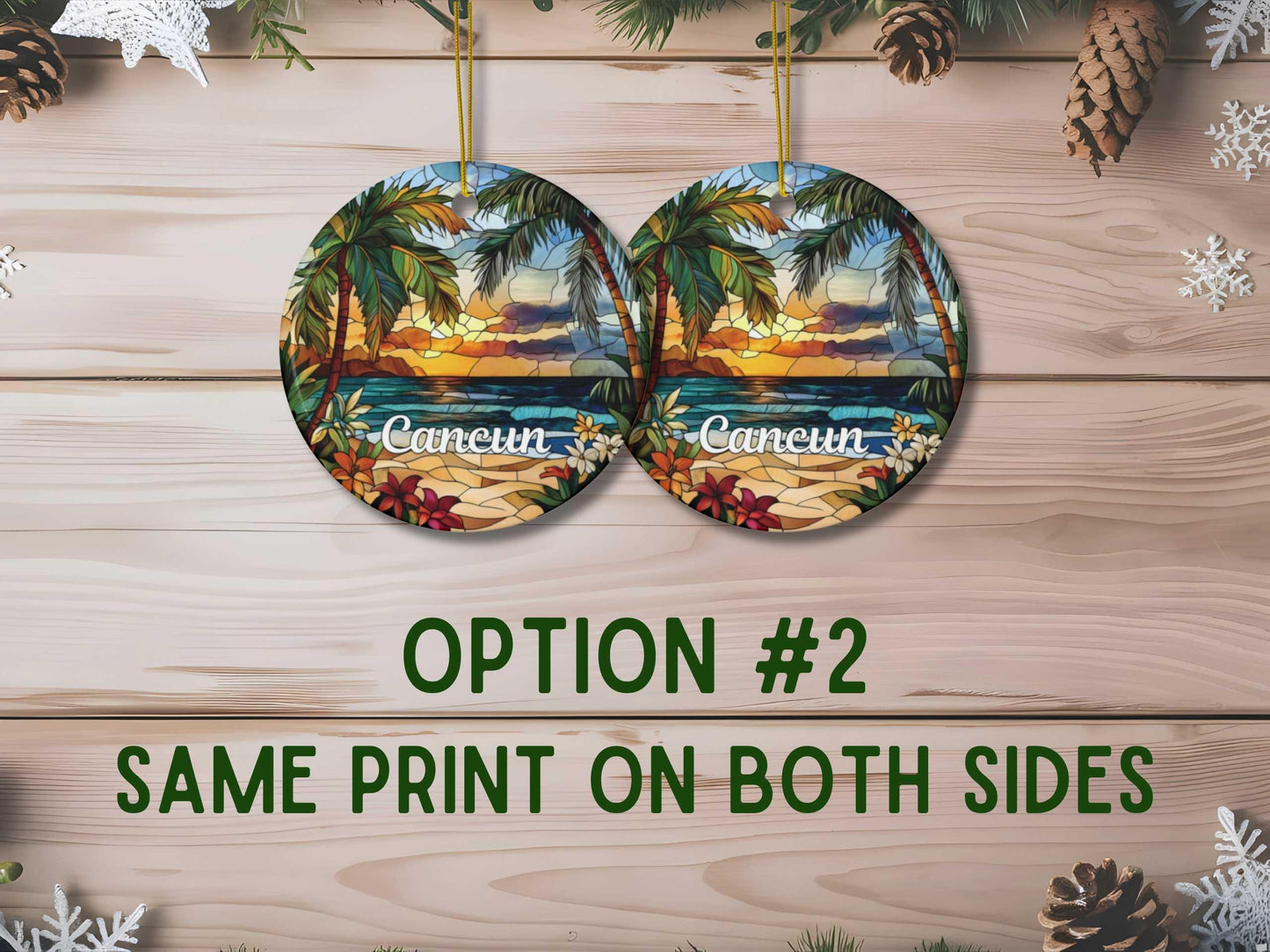 Cancun Mexico Stained Glass Style Ornament