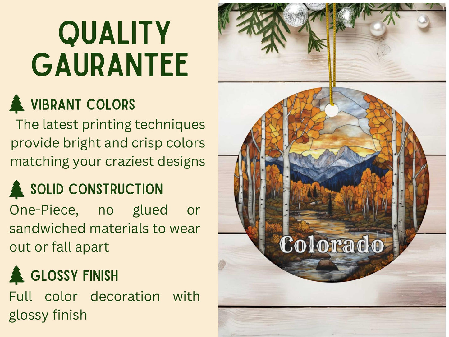 Colorado Faux Stained Glass Ornament
