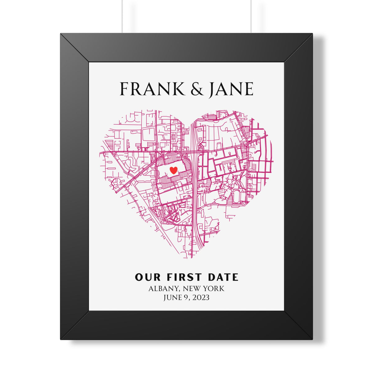 Personalized Engagement Map - Framed Print