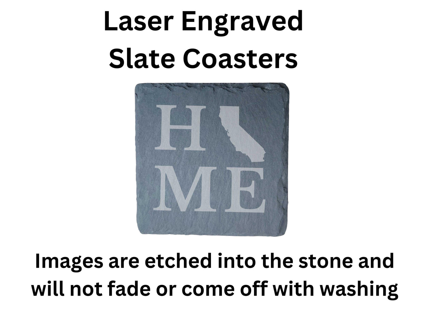 California Home State Engraved Drink Coasters, Set of 4