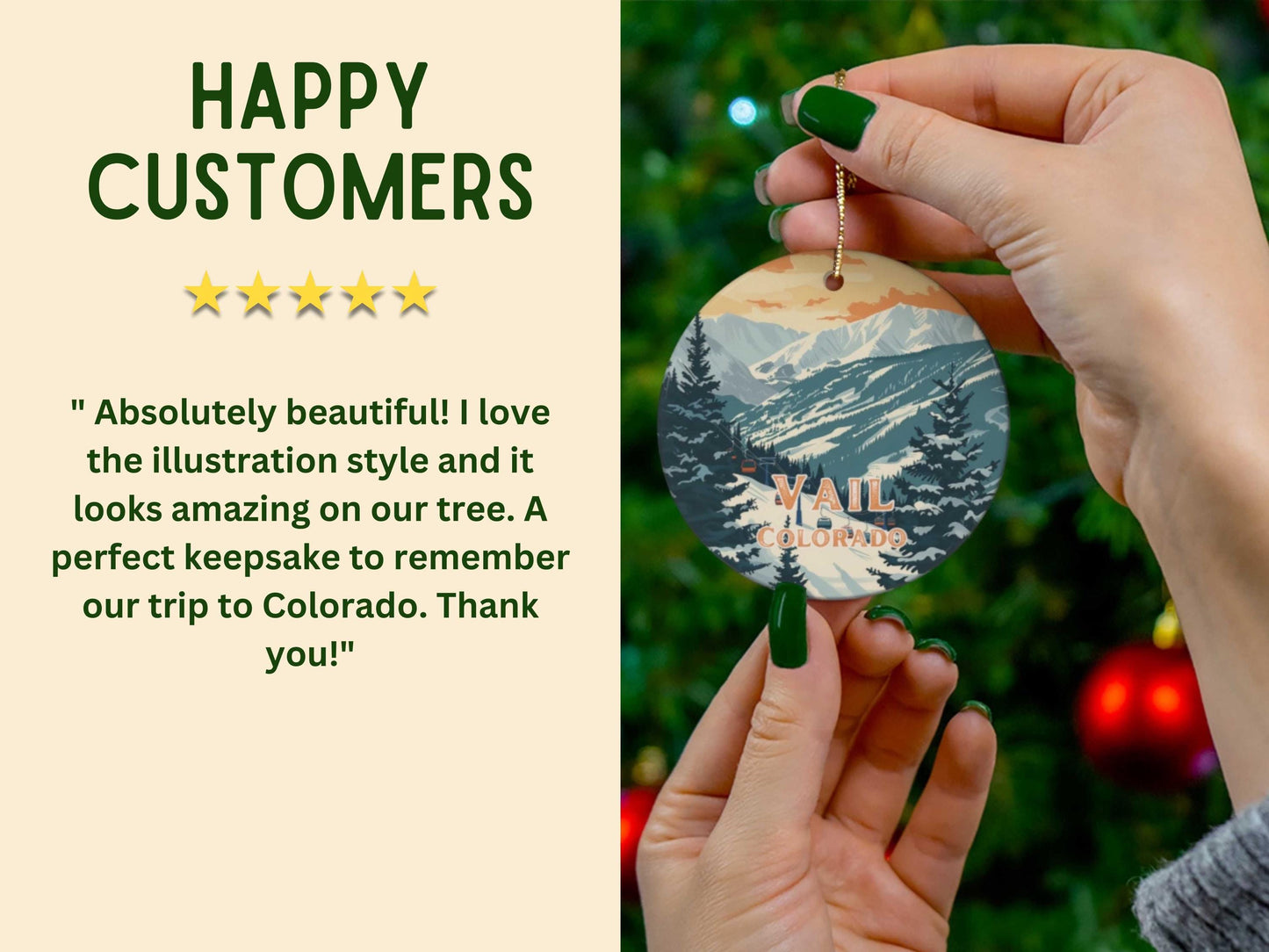 Vail Colorado Ski Village Ceramic Ornament