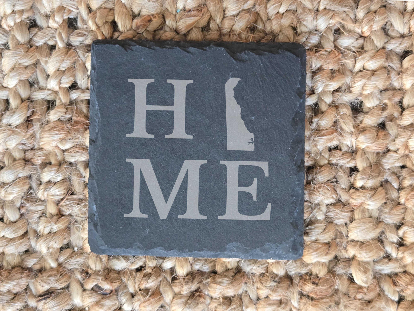 Delaware Home State Engraved Stone Coasters, Set of 4