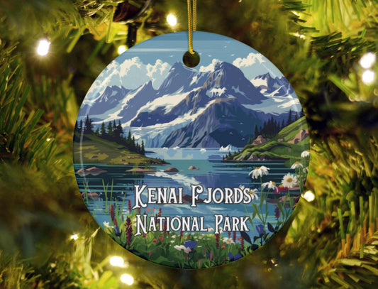 Kenai Fjords Illustrated Ornament - Alaska Holiday Decor Christmas
