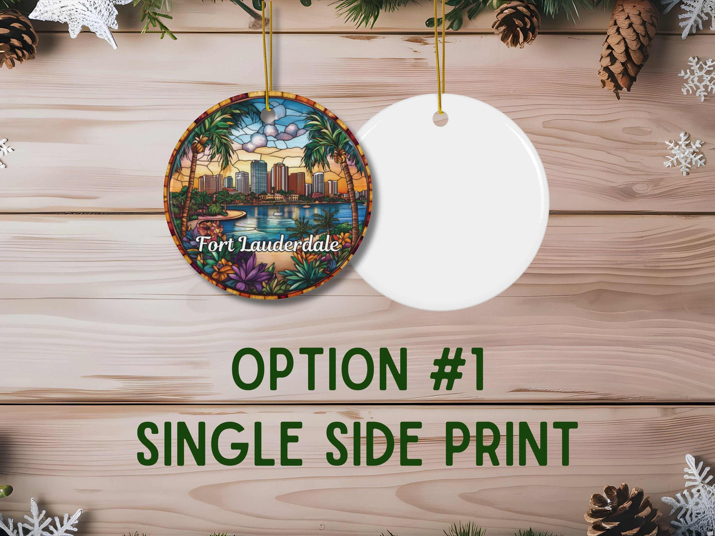 Fort Lauderdale Faux Stained Glass Christmas Ornament