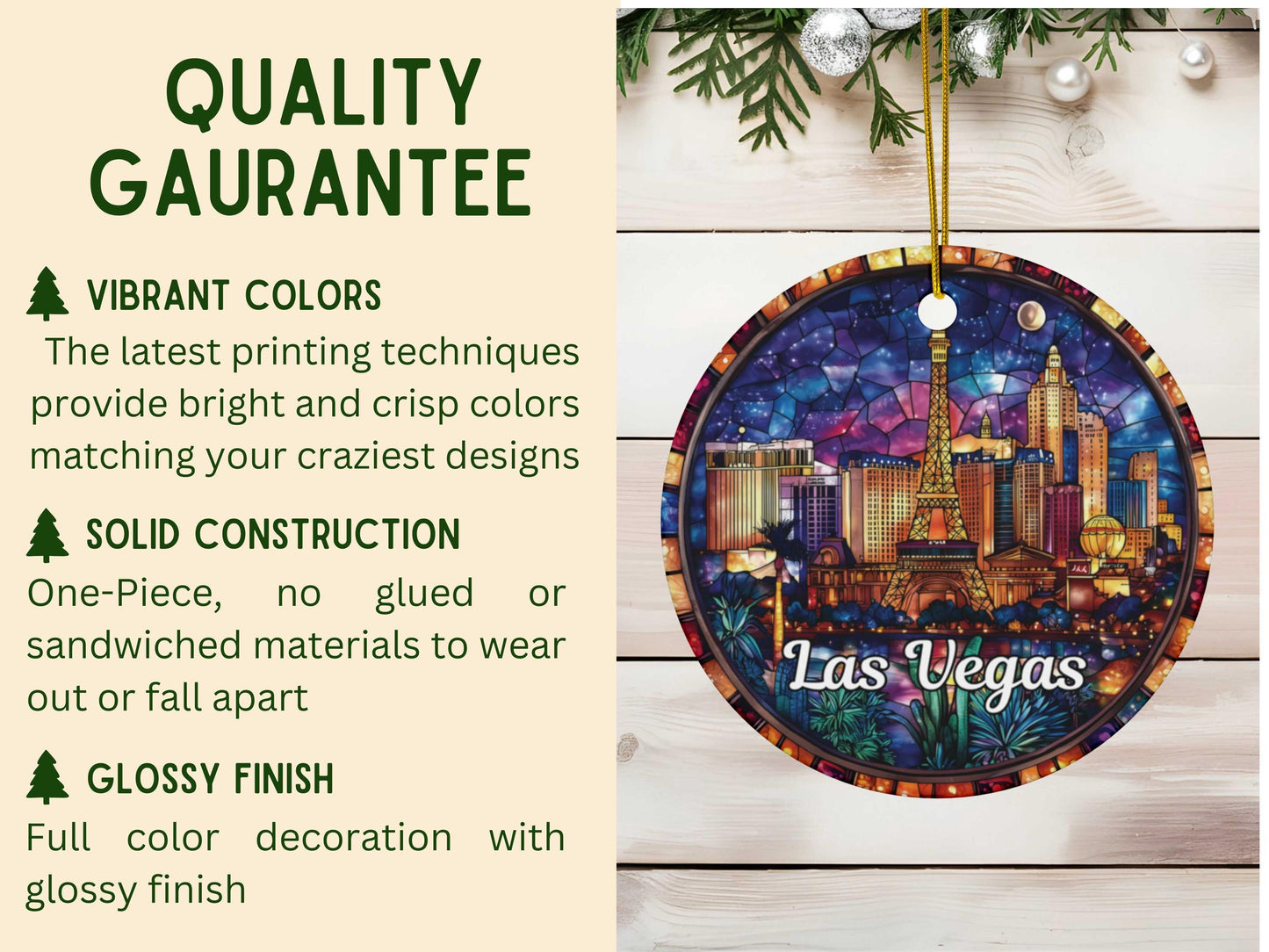 Las Vegas Stained Glass Style Ornament