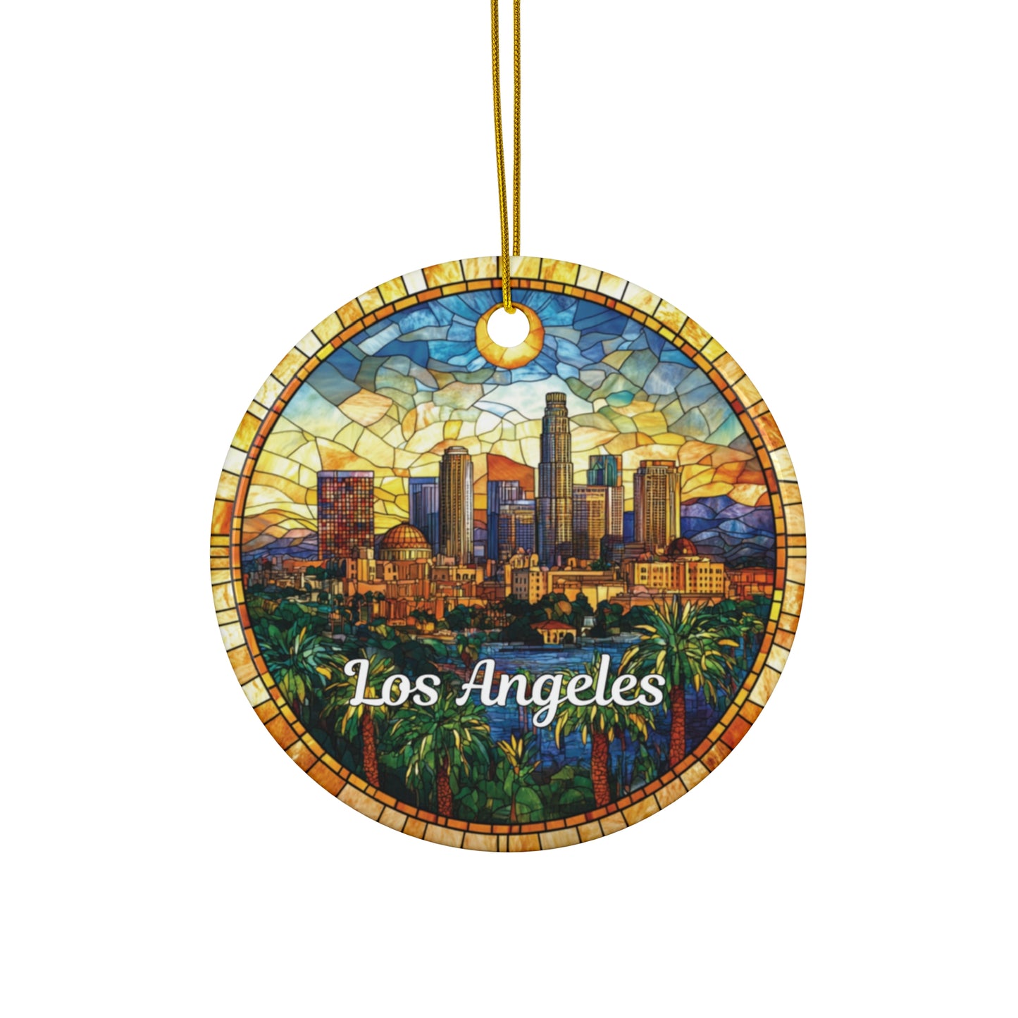 Los Angeles  California Faux Stained Glass Christmas Ornament