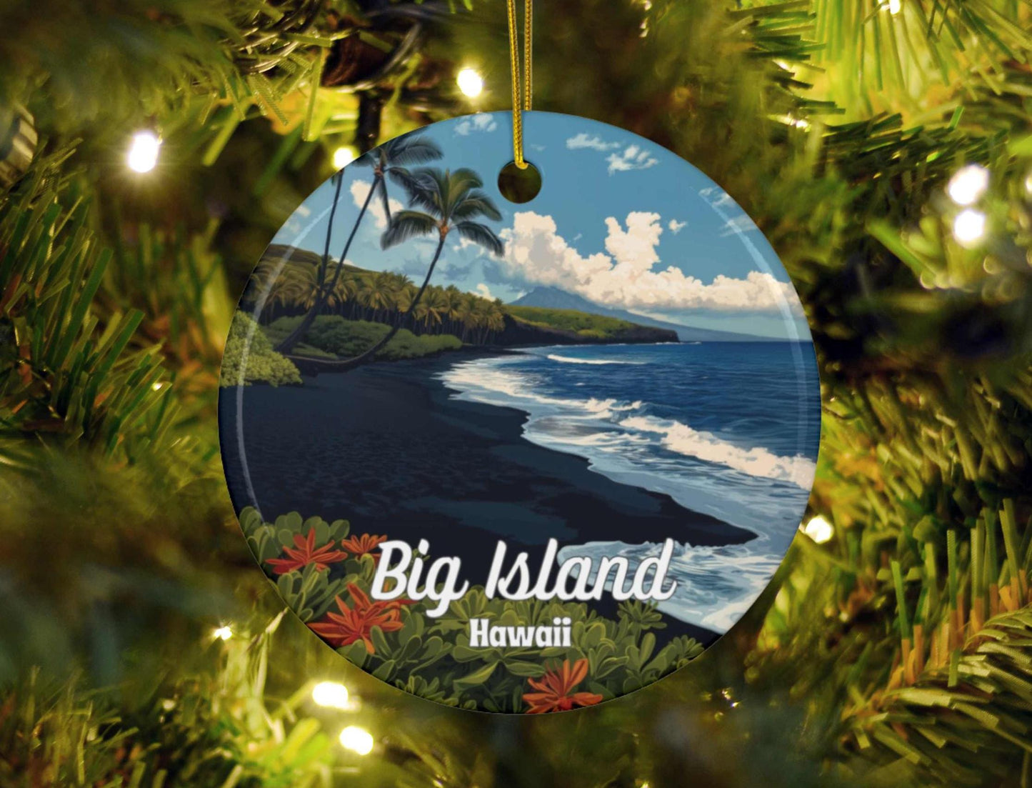 Big Island Hawaii Illustrated Ornament