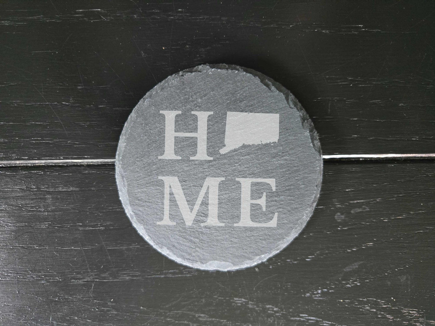 Connecticut Home State Engraved Drink Coasters, Set of 4