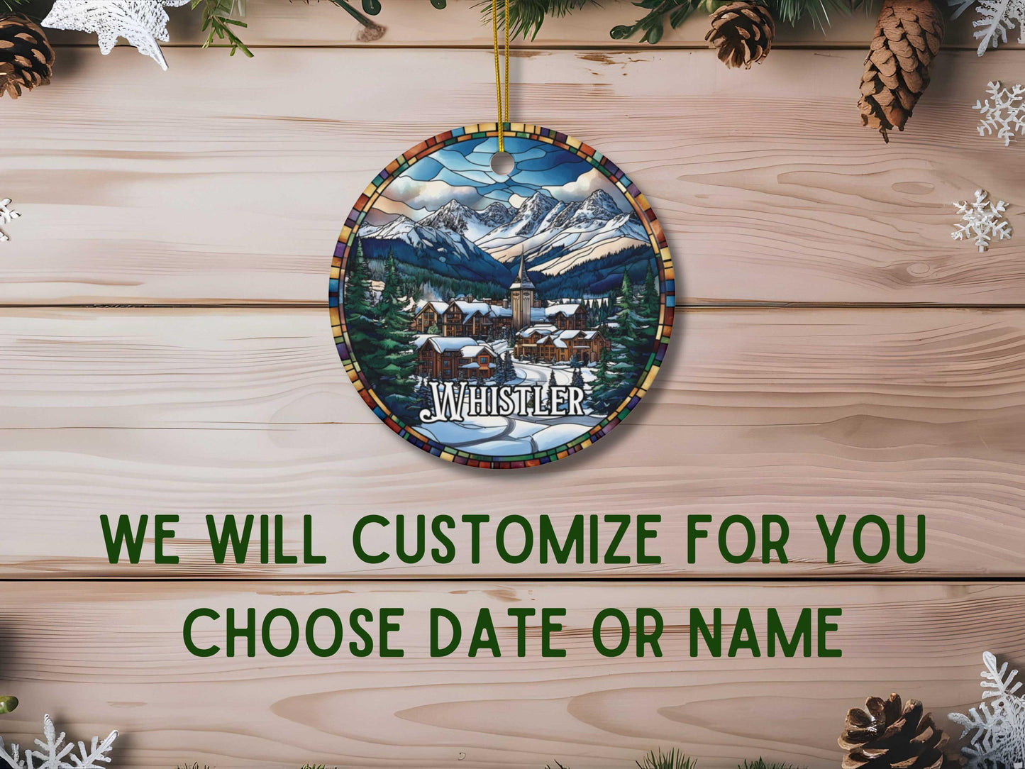 Whistler British Columbia Illustrated Stained Glass Ornament