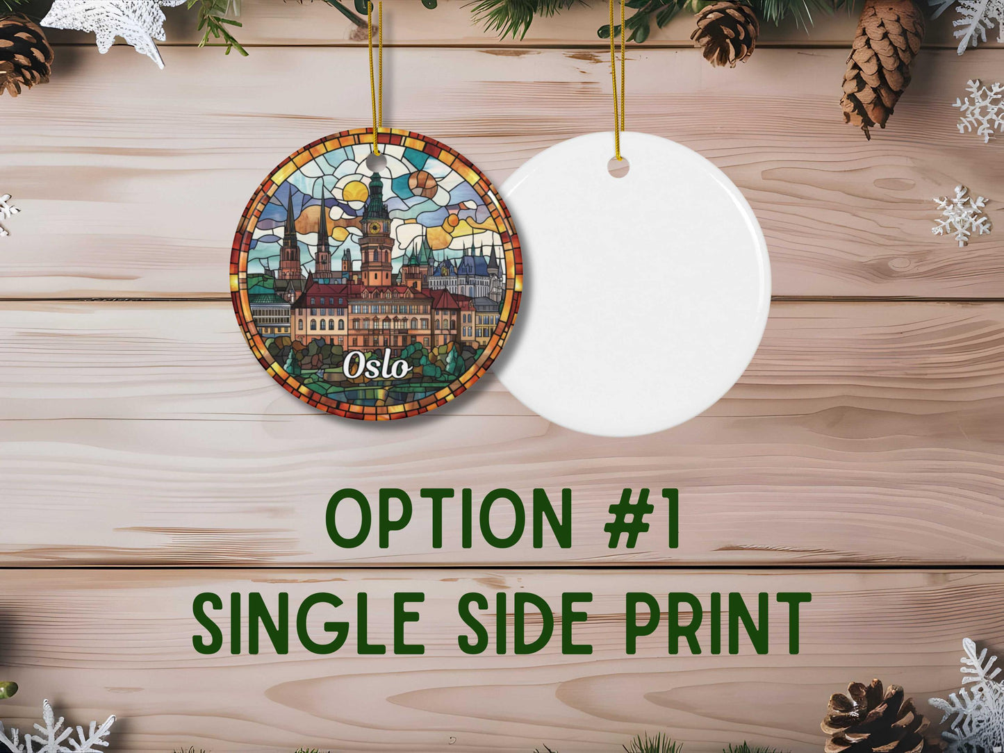 Oslo Norway Stained Glass Style Ornament