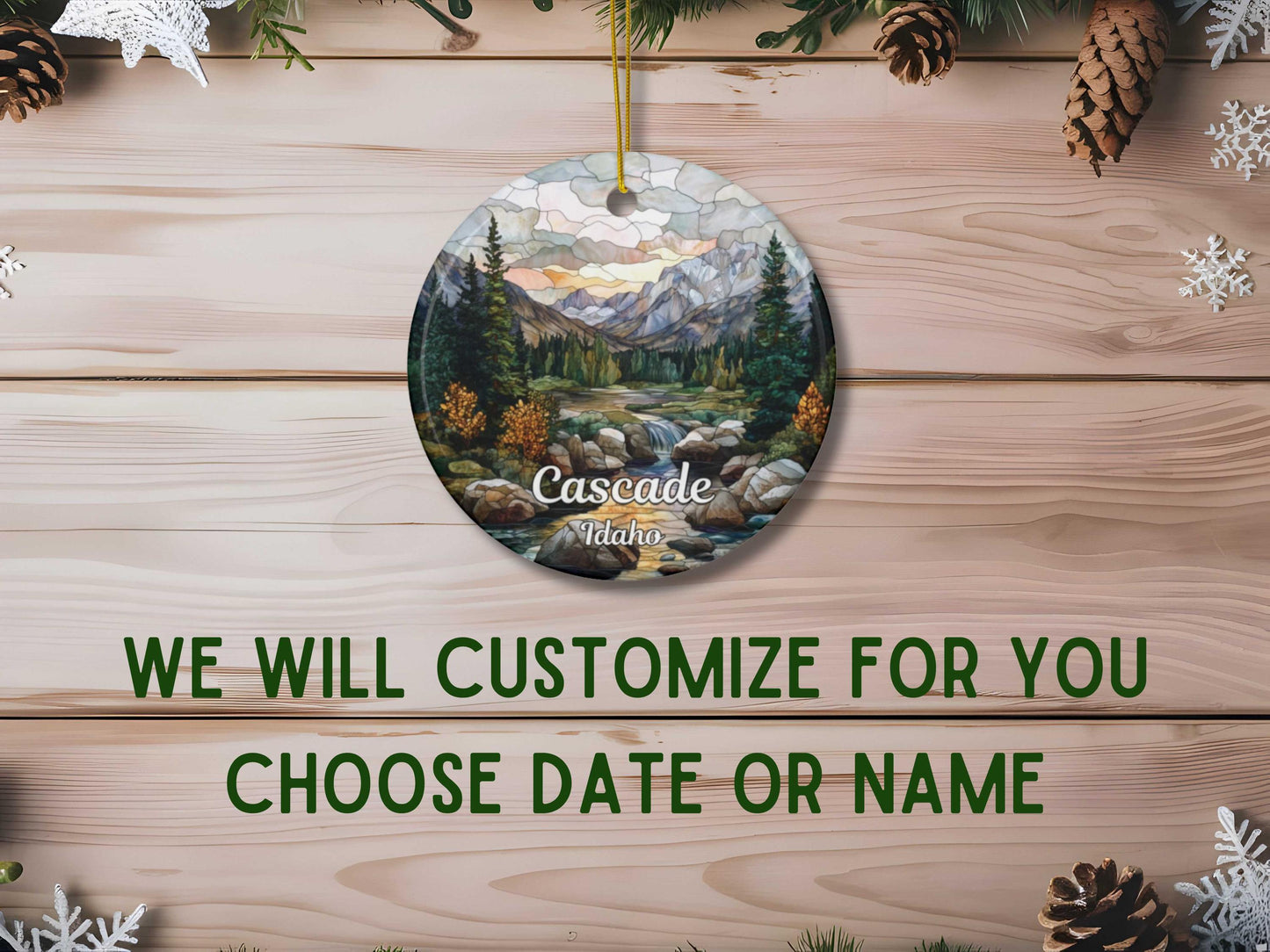 Cascade Idaho Stained Glass Style Ornament