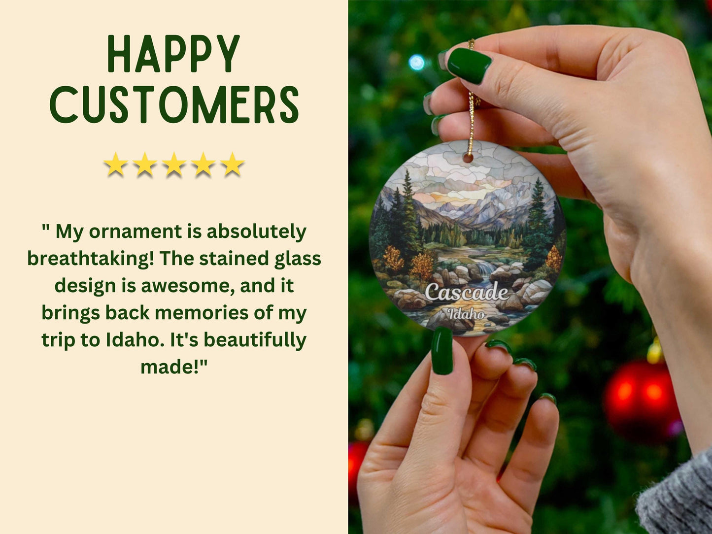 Cascade Idaho Stained Glass Style Ornament