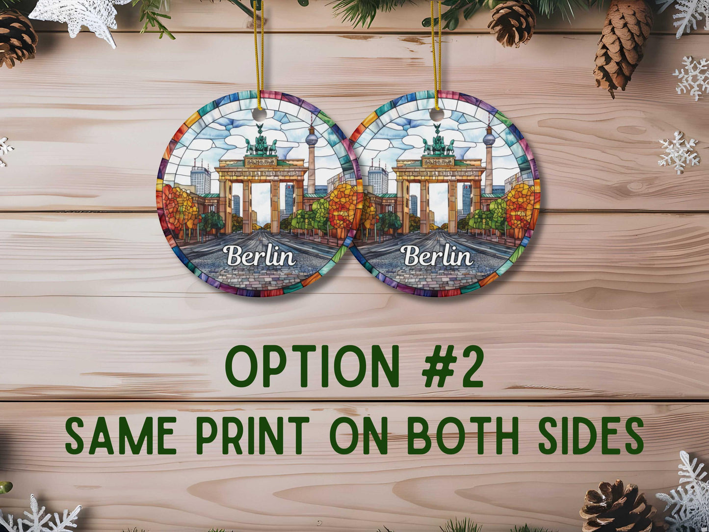 Berlin Germany Stained Glass Style Ornament