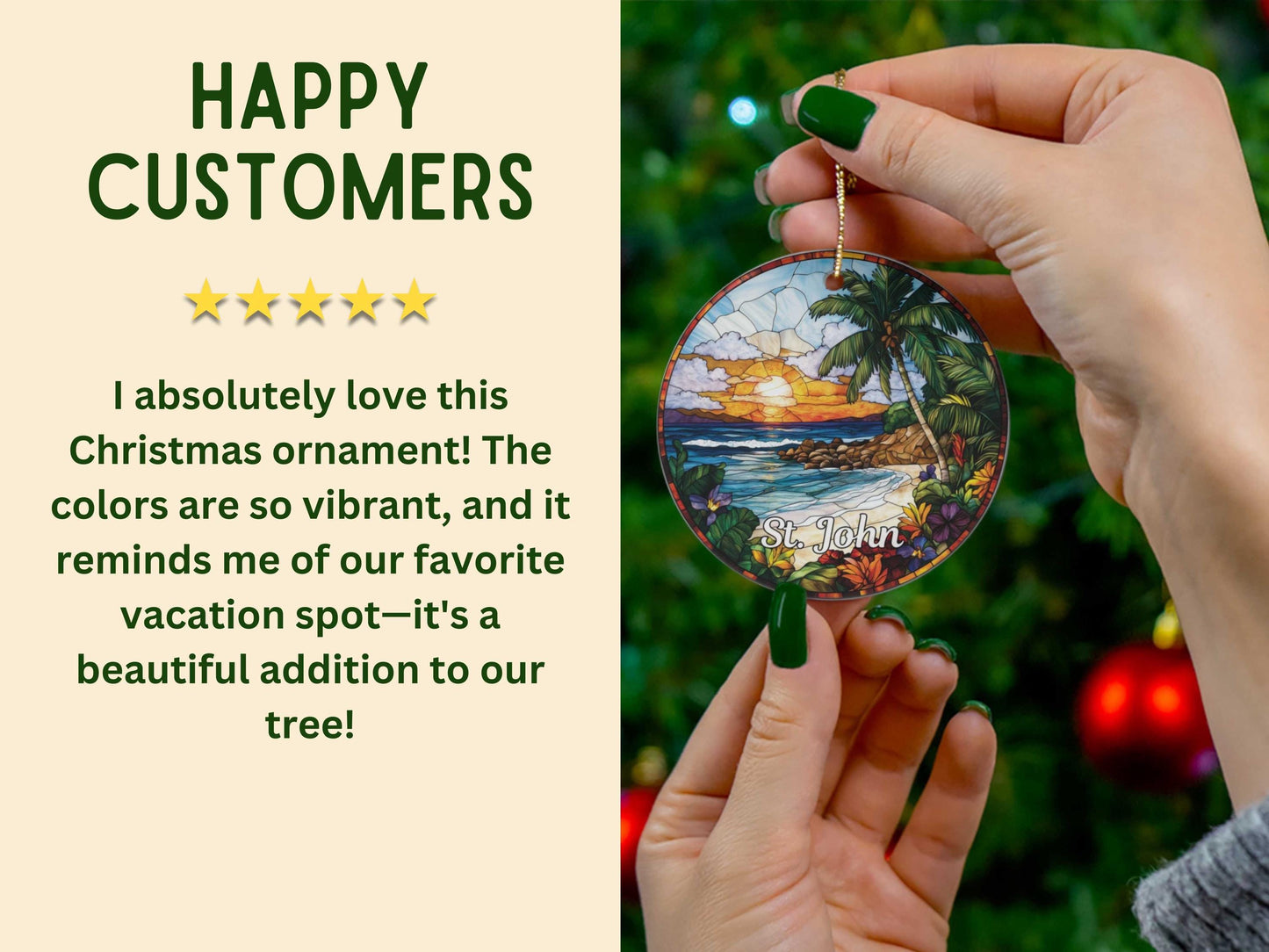 St John US Virgin Islands Faux Stained Glass Ornament