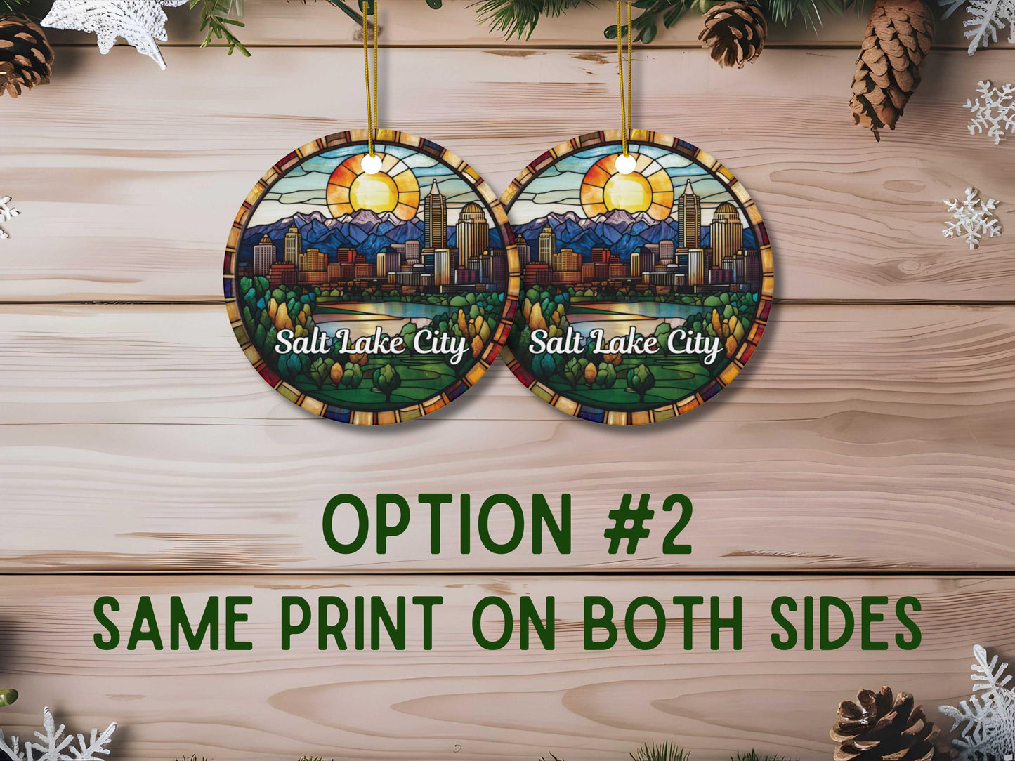 Salt Lake City Faux Stained Glass Ornament