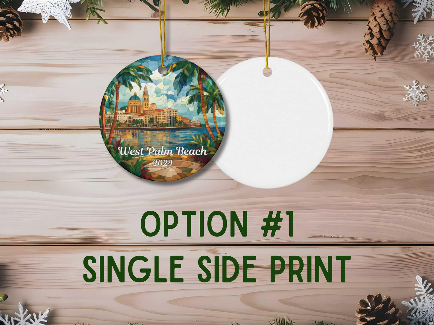 West Palm Beach Florida Stained Glass Style Christmas Ornament