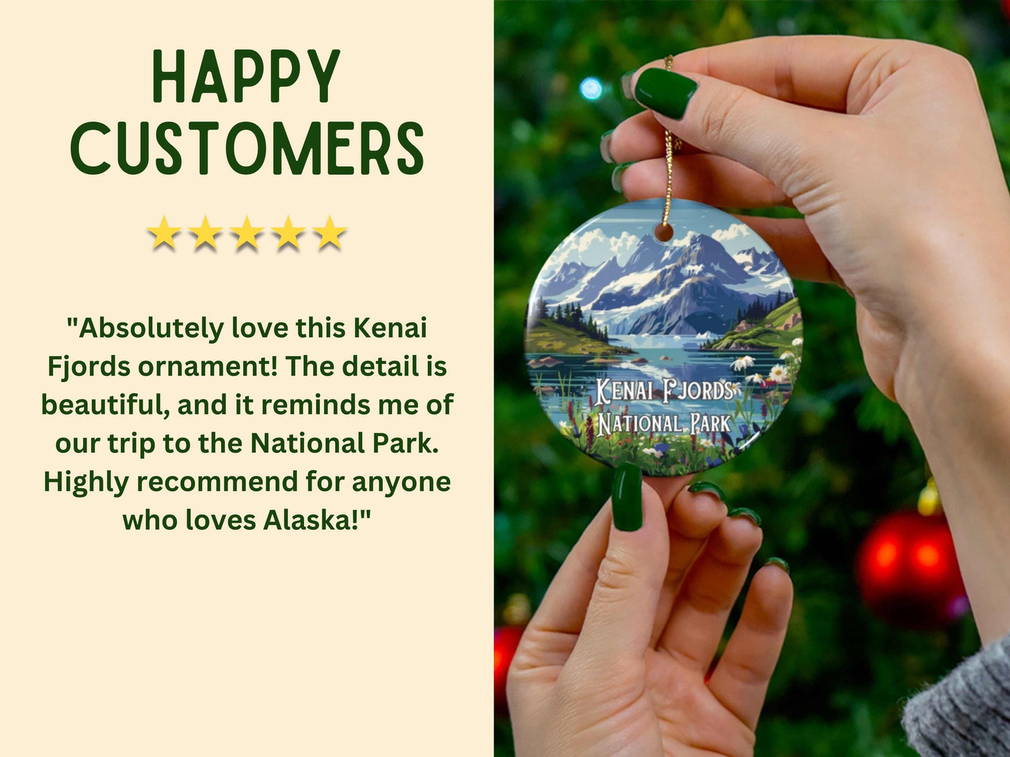 Kenai Fjords Illustrated Ornament - Alaska Holiday Decor Christmas