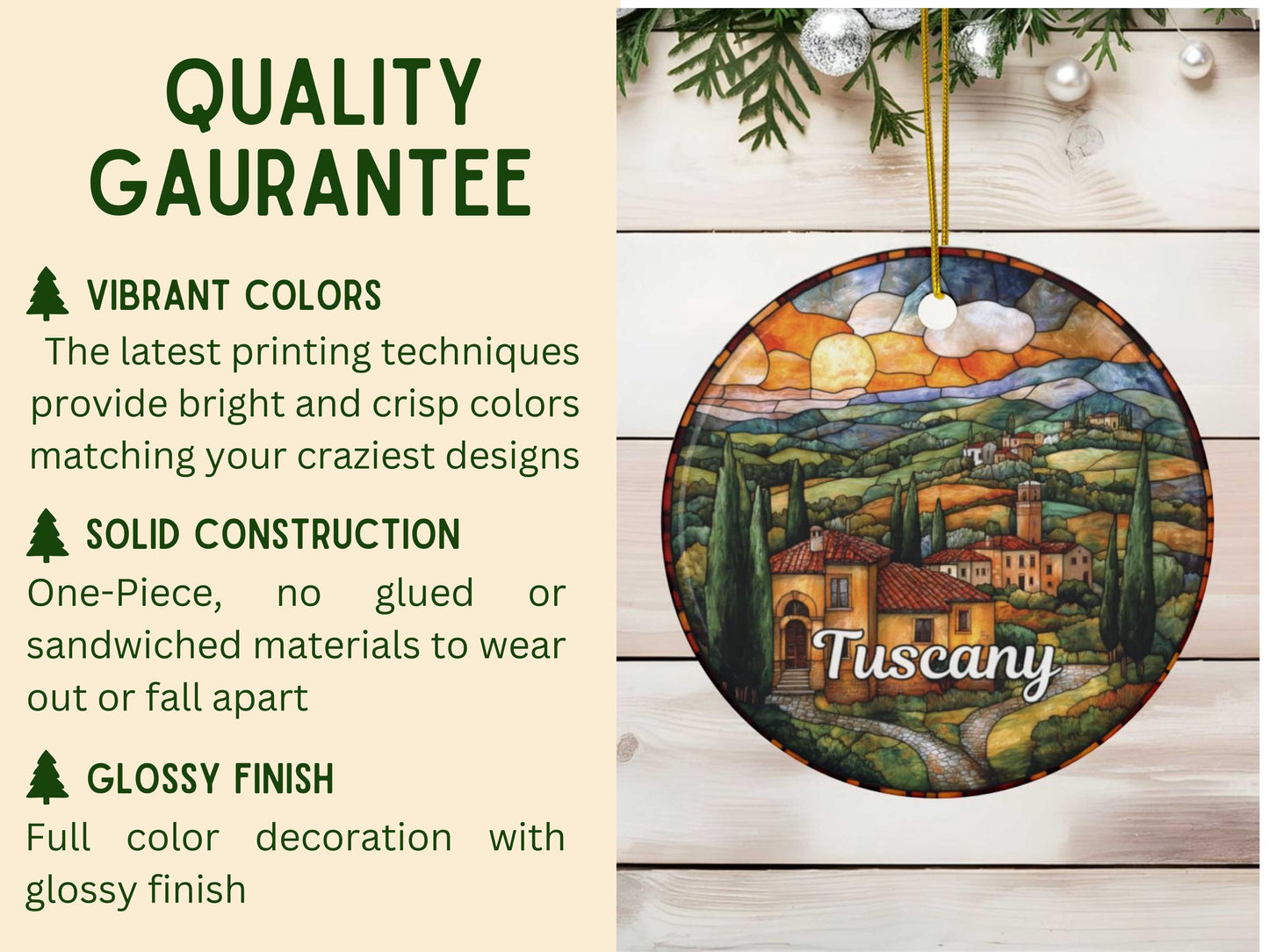 Tuscany Italy Faux Stained Glass Style Ornament