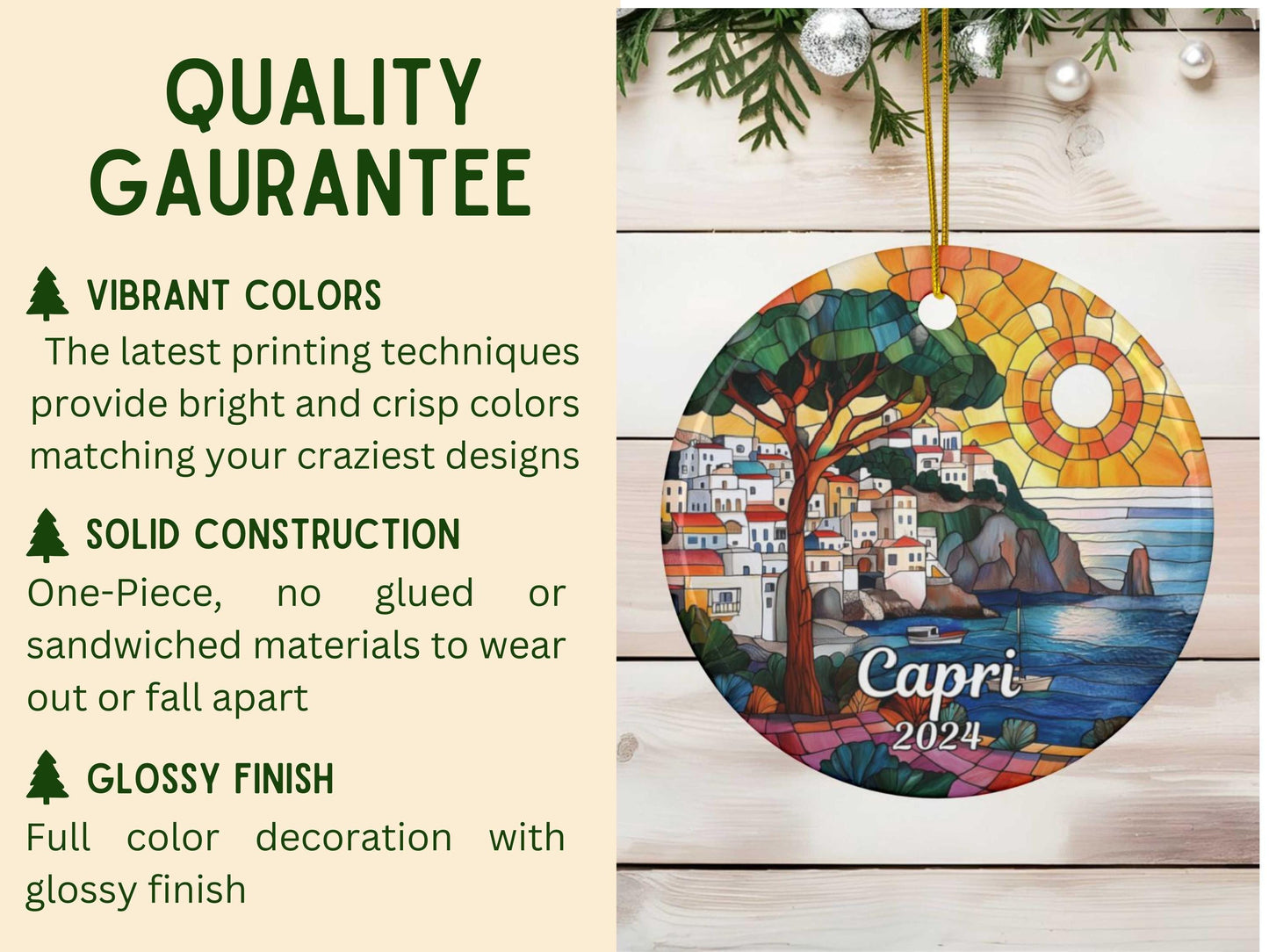 Capri Italy Faux Stained Glass Style Ornament