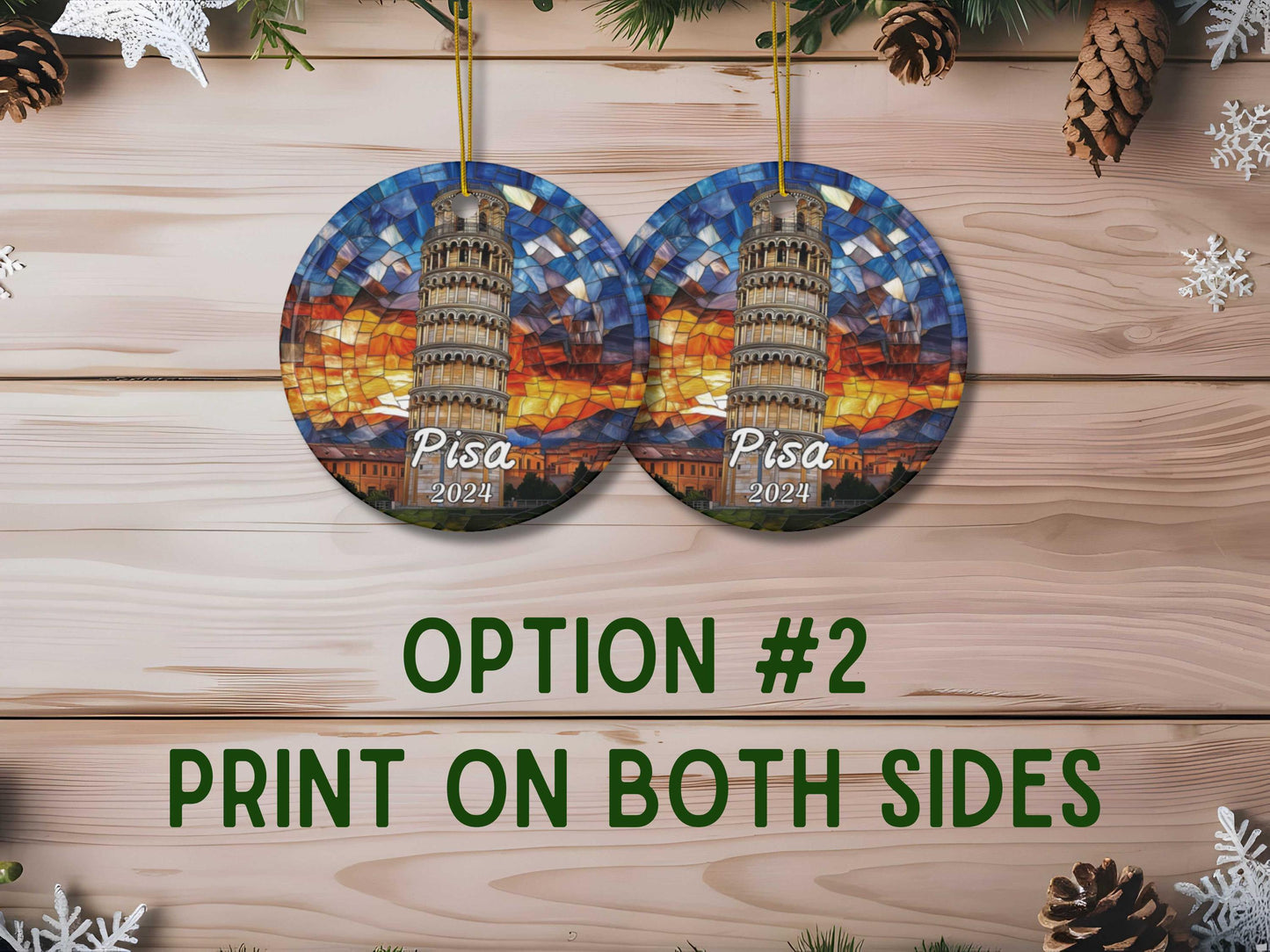 Tower of Pisa Italy Stained Glass Style Ornament