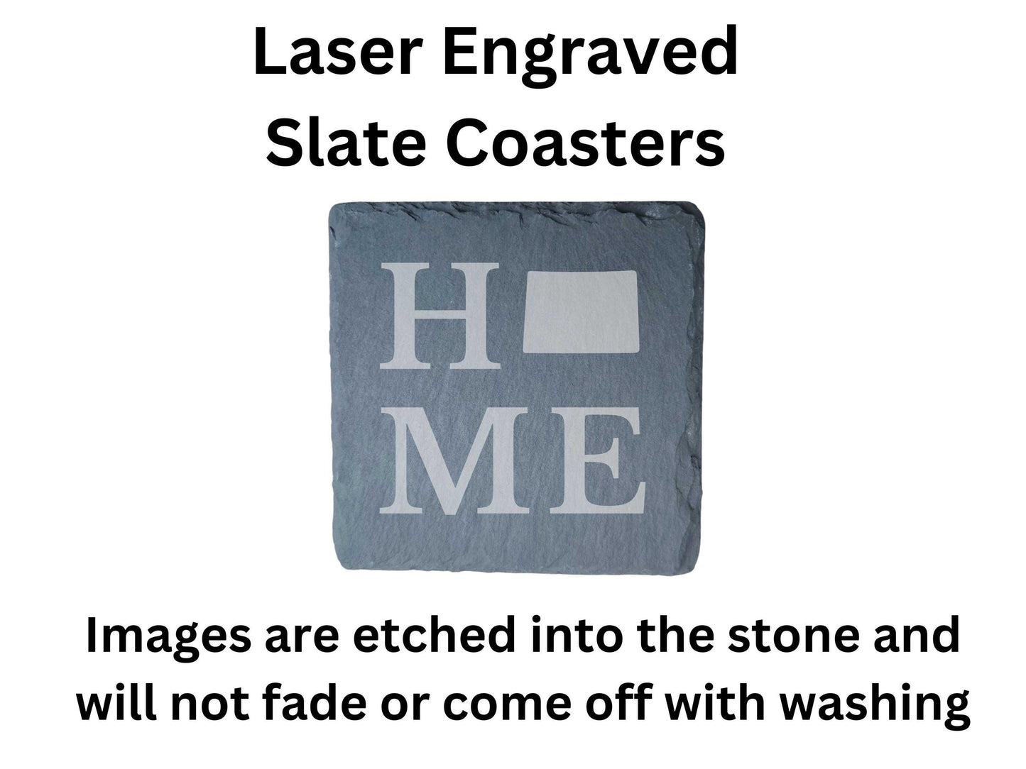 Colorado Home State Engraved Drink Coasters, Set of 4