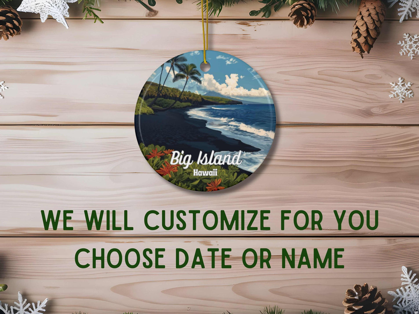 Big Island Hawaii Illustrated Ornament