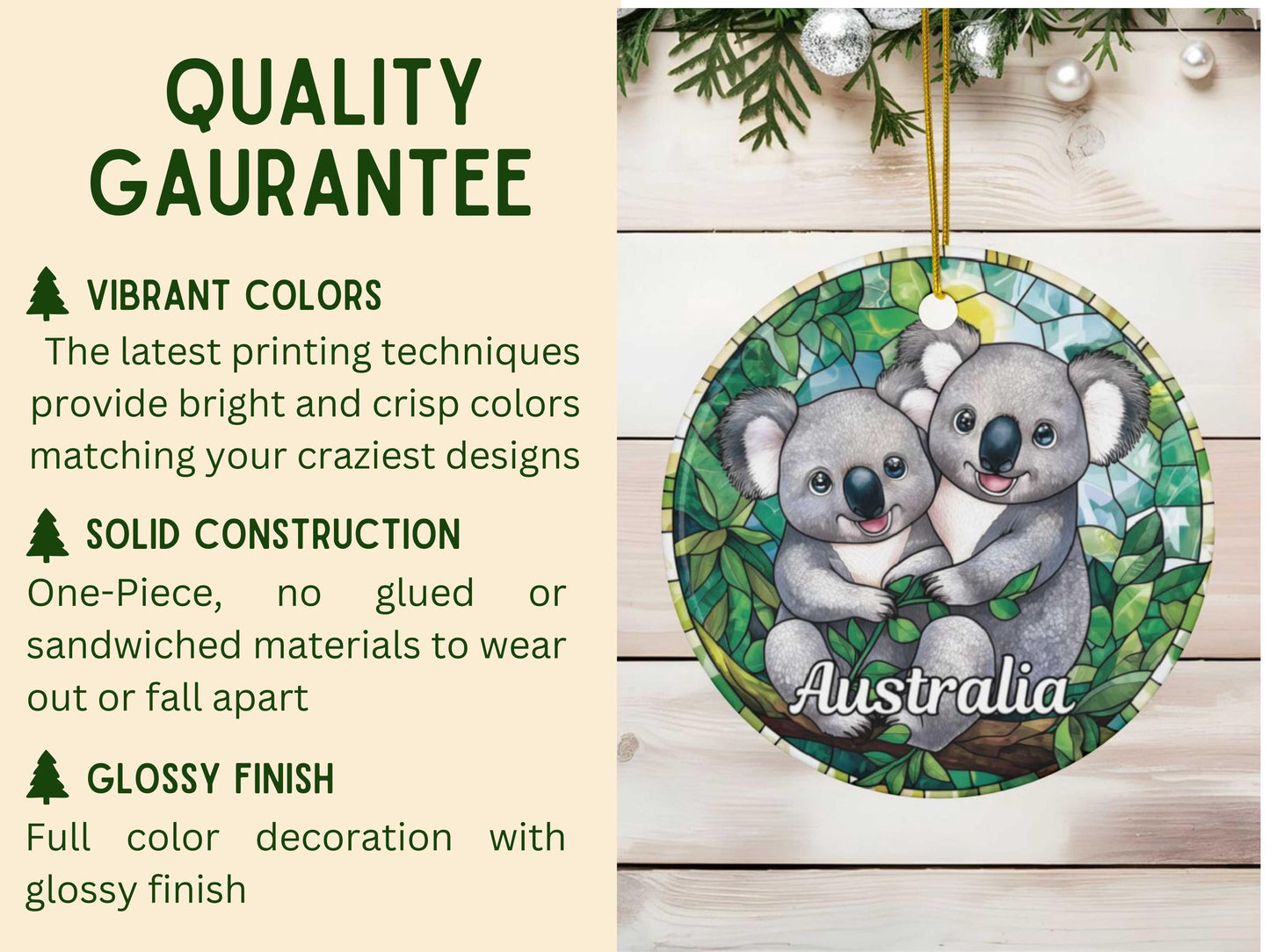 Australia Faux Stained Glass Style Ornament