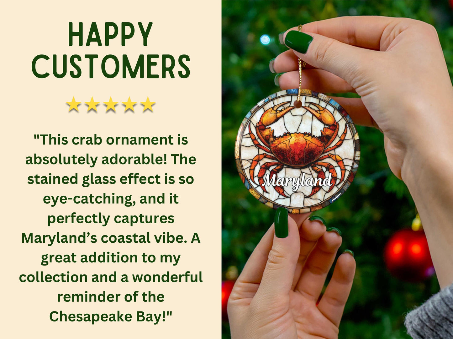 Maryland Stained Glass Style Ornament