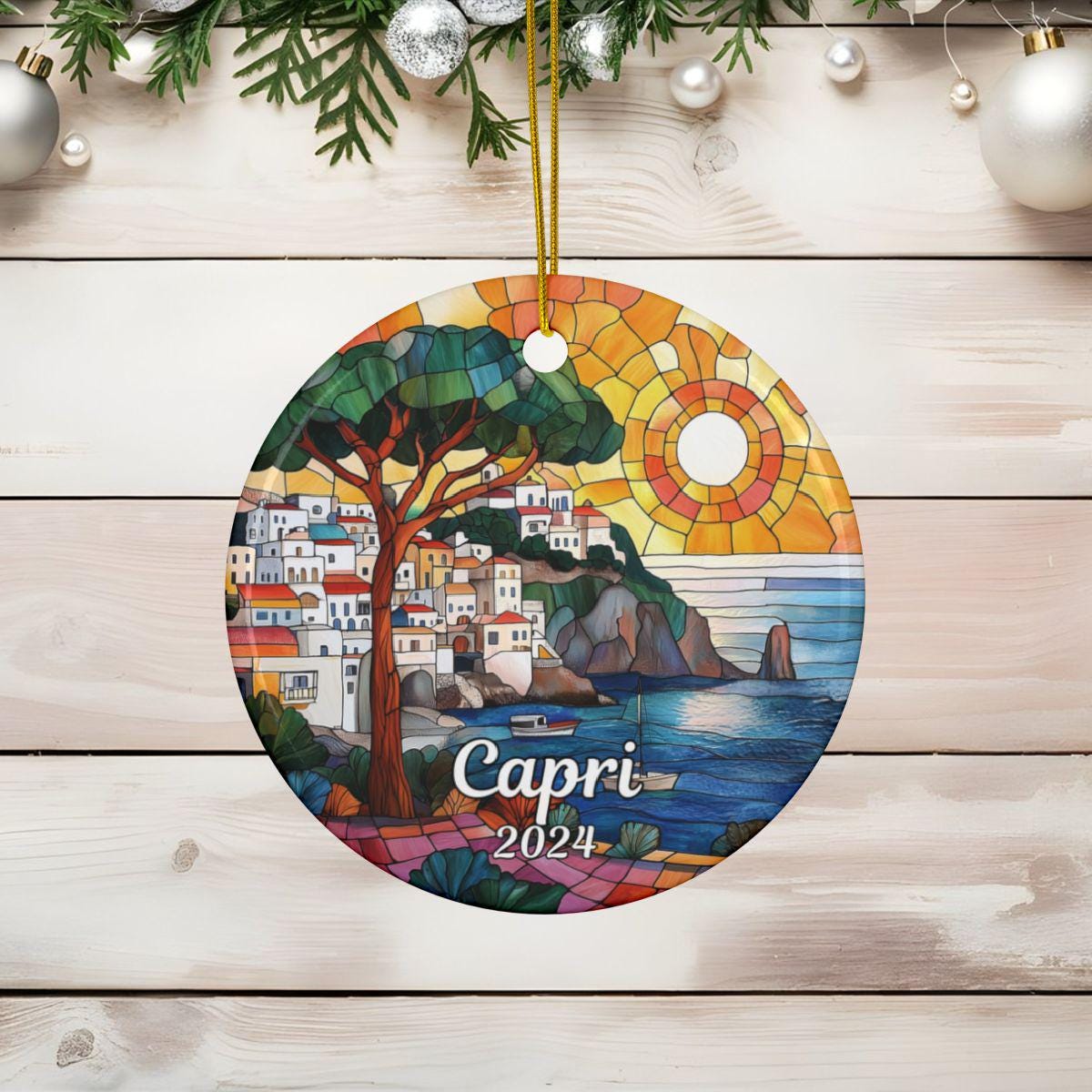 Capri Italy Faux Stained Glass Style Ornament