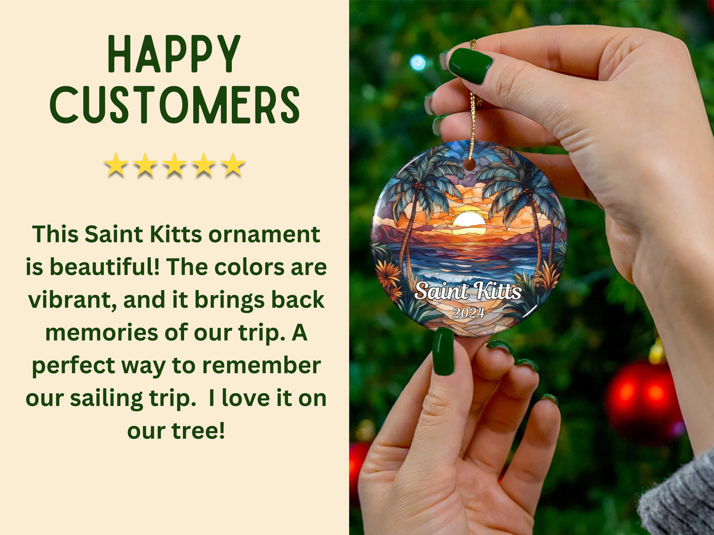 Saint Kitts Stained Glass Style Ornament