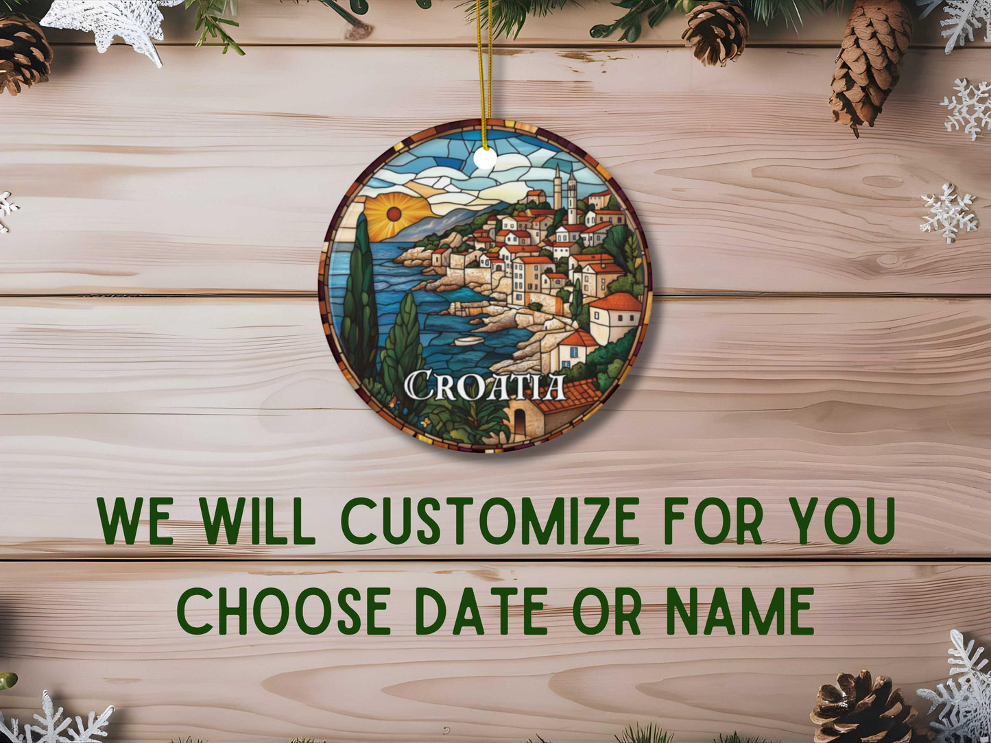 Croatia Faux Stained Glass Ornament