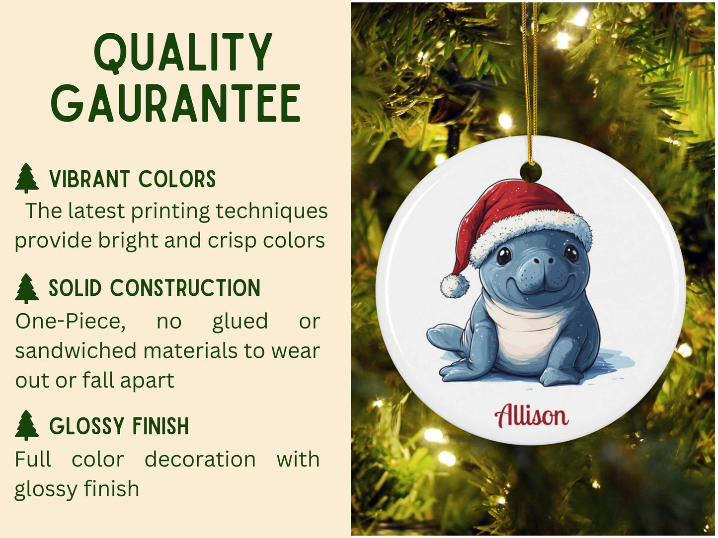 Baby's First Christmas Manatee Ornament