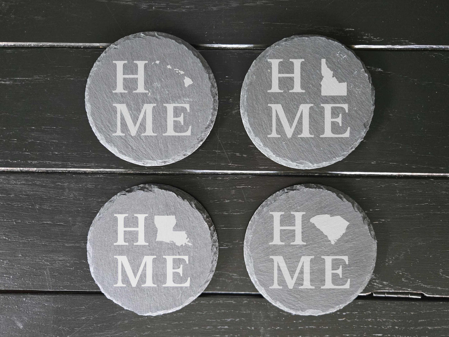 Georgia Home State Engraved Stone Coasters, Set of 4
